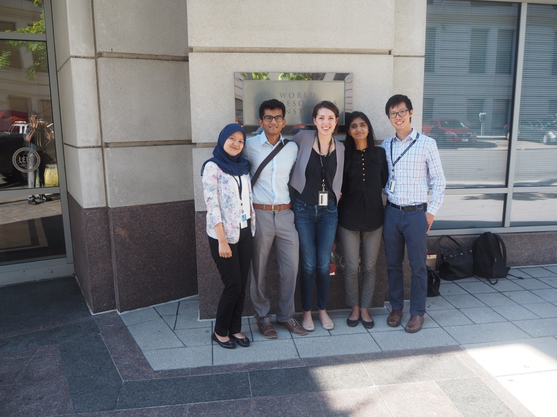 <p>Anindita Nur Annisa with friends in front of World Resources Institute's office.</p>

