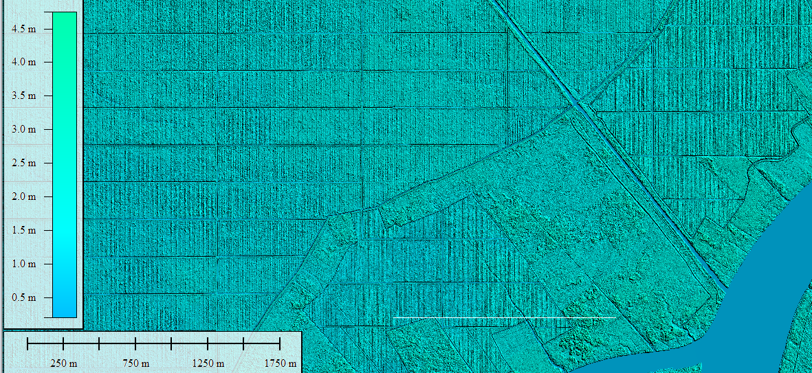<p>Surface elevation and drainage mapped using LiDAR help determine water flow in peatlands. Photo by Peatland Restoration Agency</p>
